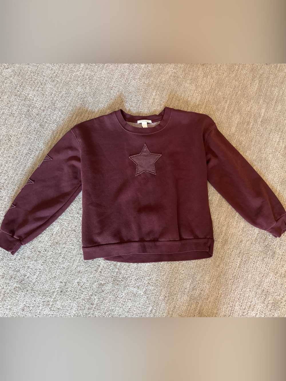Full Tilt Burgundy Star Appliqué Kids Crewneck Sweatshirt
